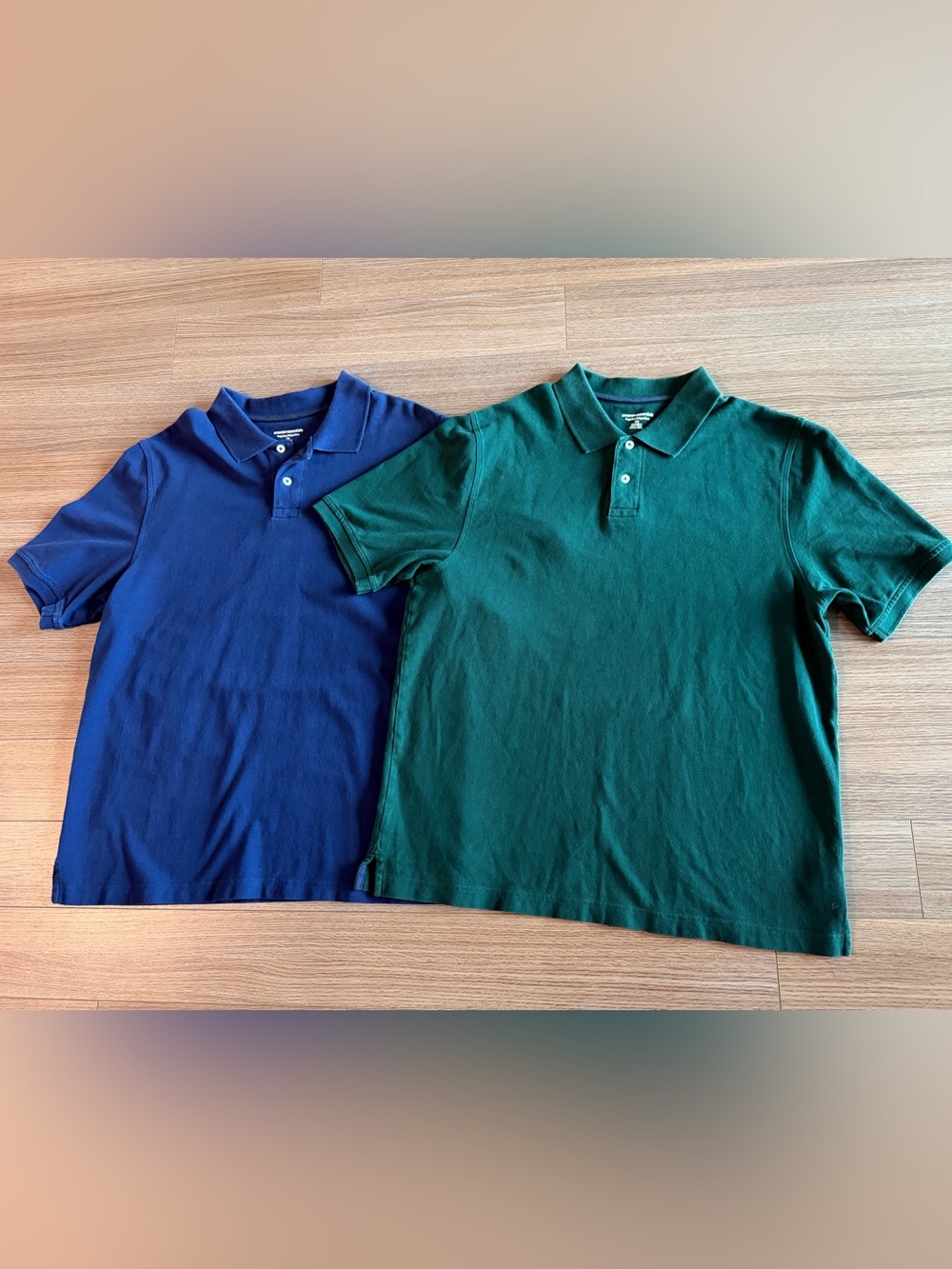 Amazon Essentials Men's Large Cotton Polo Shirts Set of 2 Navy Blue Green - Picture 4 of 13